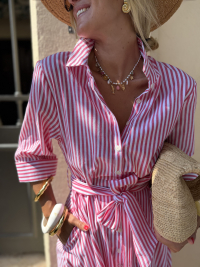 Robe LOUANE à rayée rouge/rose