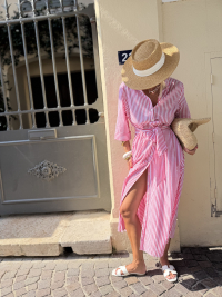 LOUANE red/pink striped dress