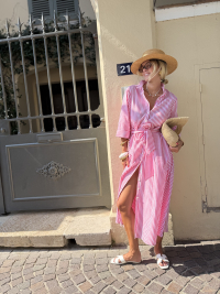 Robe LOUANE à rayée rouge/rose