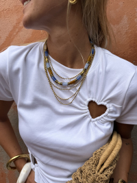 Collier perles bleues