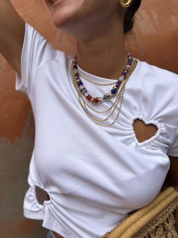 Collier multi rangs doré