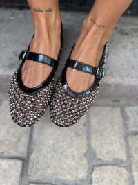 Black studded ballerinas