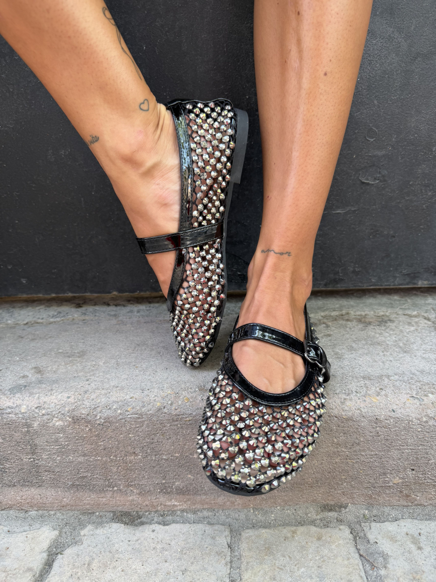 Black studded ballerinas