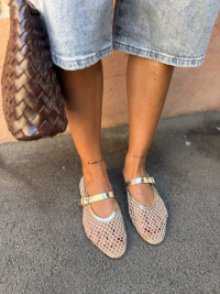 ROMY gold ballet flats