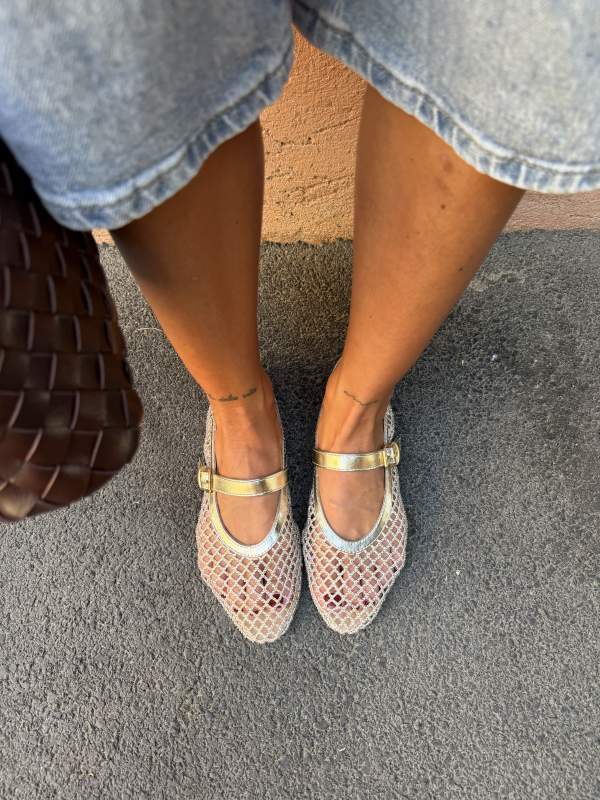 ROMY gold ballet flats