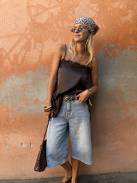 Top VIRGINIA chocolat en satin