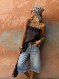 Top VIRGINIA chocolat en satin