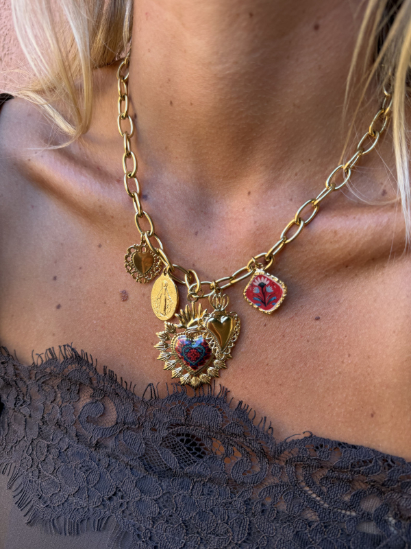 Collier ART breloques dorées