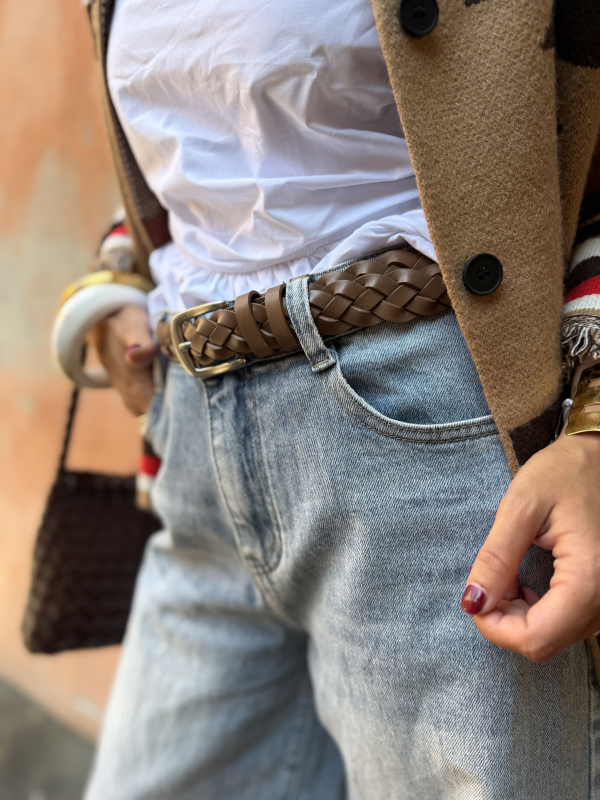 Brown braided belt