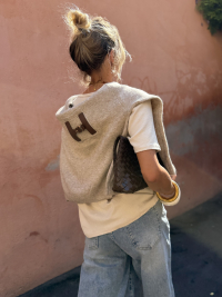 Pull H beige chiné