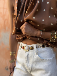 Ceinture chaîne pierres multicolores