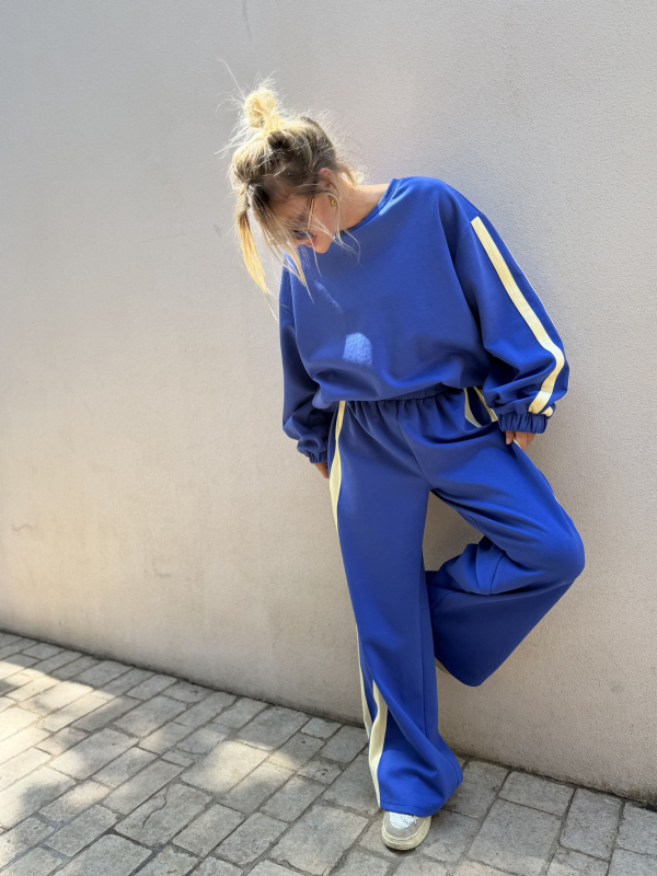 Pantalon SANDRO bleu à bandes