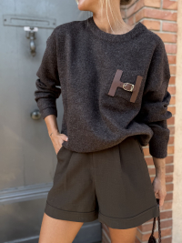 Pull H chocolat chiné