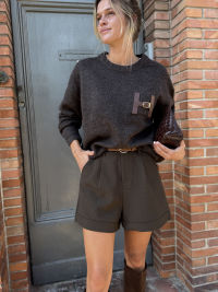 Pull H chocolat chiné