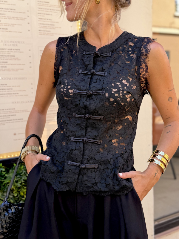 Top MORGAN dentelle noir - Précommande