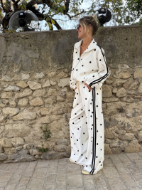 Ensemble OLIVER blanc à pois noirs