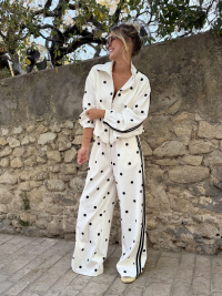 Ensemble OLIVER blanc à pois noirs
