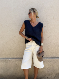 Pull AUDREY sans manches marine