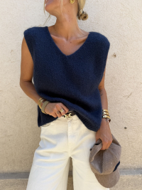 Pull AUDREY sans manches marine