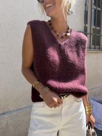 Pull AUDREY sans manches bordeaux
