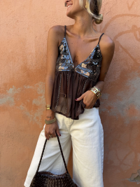 STAN chocolate strappy top