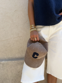 Casquette velours côtelé taupe C marine