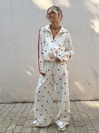 Ensemble OLIVER blanc à pois rouges