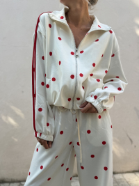 Ensemble OLIVER blanc à pois rouges