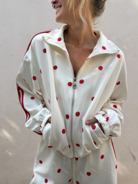 Ensemble OLIVER blanc à pois rouges