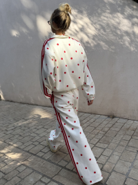 Ensemble OLIVER blanc à pois rouges