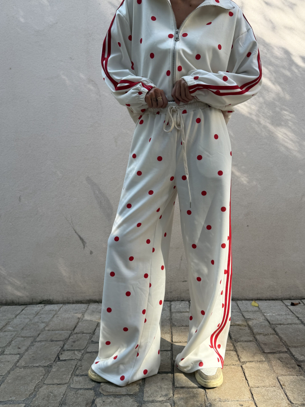 Ensemble OLIVER blanc à pois rouges