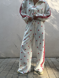 Ensemble OLIVER blanc à pois rouges