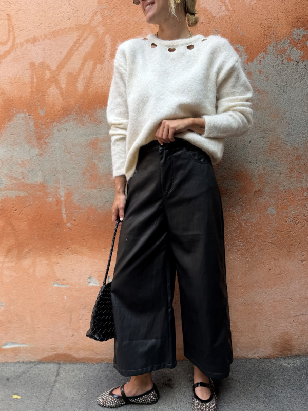 Pantalon 7/8ème ELON noir simili cuir