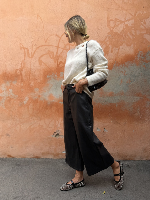 Pantalon 7/8ème ELON noir simili cuir