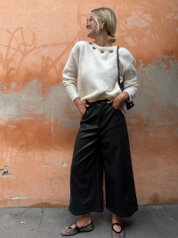 Pantalon 7/8ème ELON noir simili cuir
