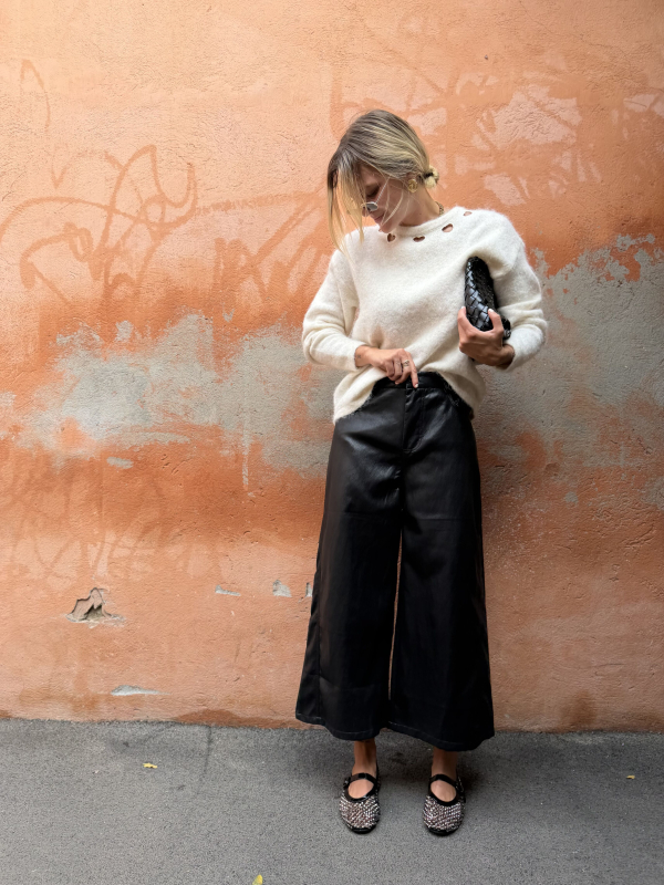 Pantalon 7/8ème ELON noir simili cuir