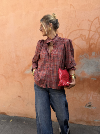 Chemise AMALIA bordeaux à carreaux