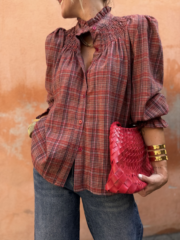 Chemise AMALIA bordeaux à carreaux