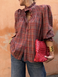 Chemise AMALIA bordeaux à carreaux