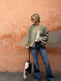 Dark blue flare jeans