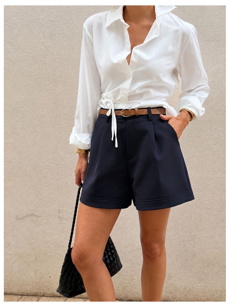 Short marine ceinture camel