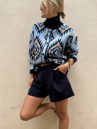 Navy shorts camel belt