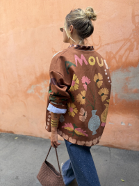 Veste AMOUR camel à motifs imprimés - précommande