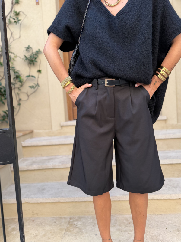 Bermuda CLINT noir avec ceinture - Précommande