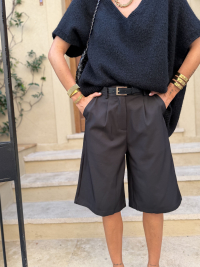 Bermuda CLINT noir avec ceinture - Précommande