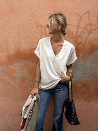 White V-neck t-shirt