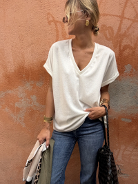 White V-neck t-shirt