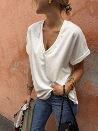 White V-neck t-shirt