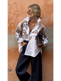 VERDE white shirt with floral prints - pre-order