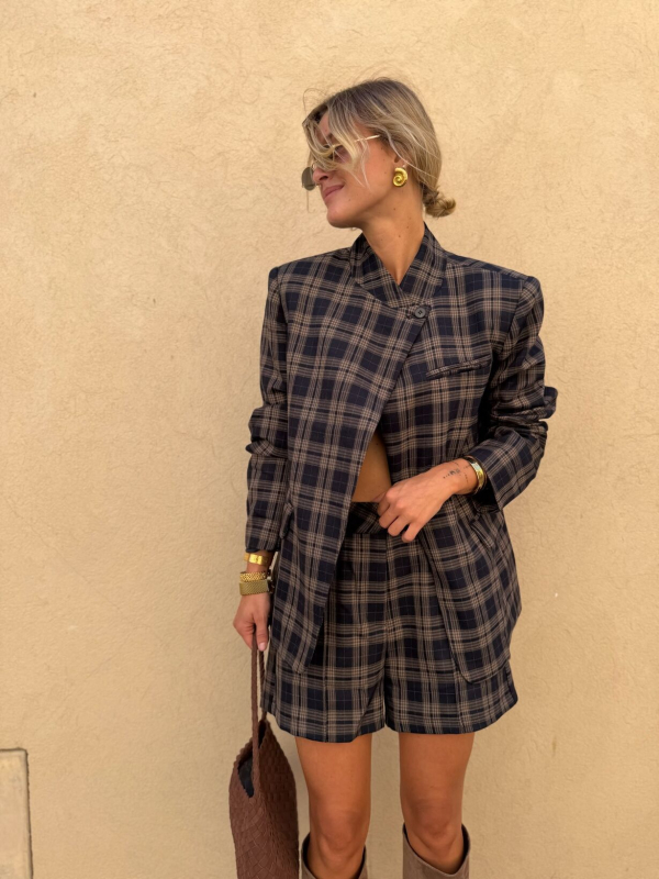 Checkered blazer GABRIEL navy & beige - pre-order